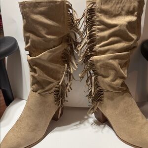 Journee Chic Tan Suede Fringe Boots